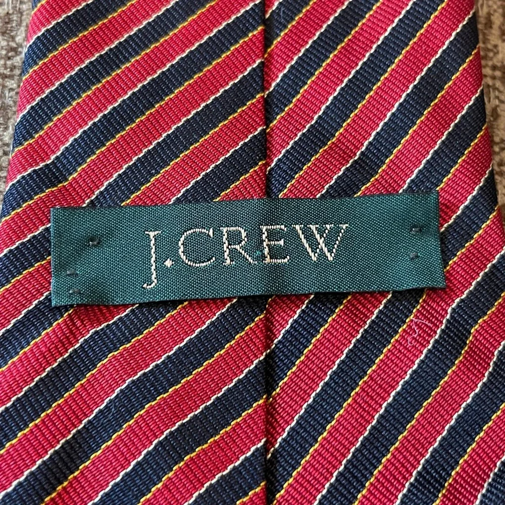J‎ Crew Striped Repp Academia Silk Tie Red Navy Men's Classic Necktie